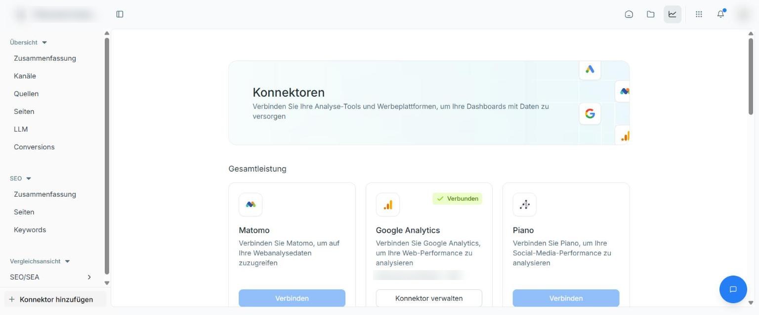Konnektoren für Analyse-Tools und Werbeplattformen