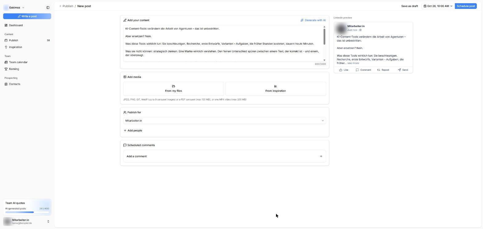 Post-Editor mit LinkedIn-Vorschau