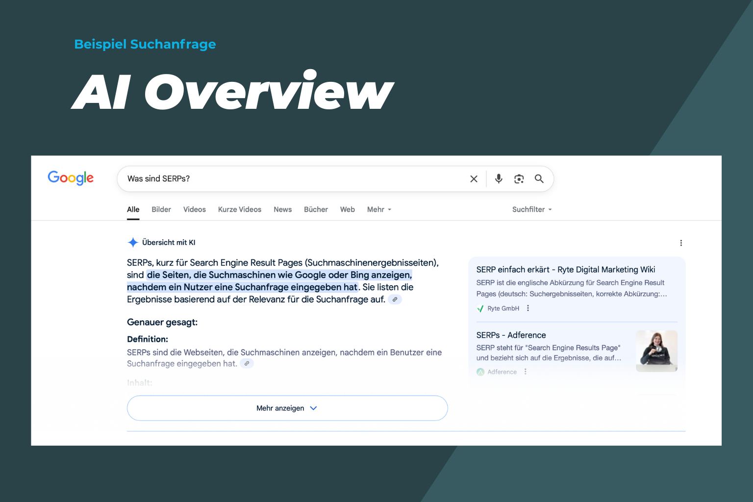 Beispiel AI Overview in Google